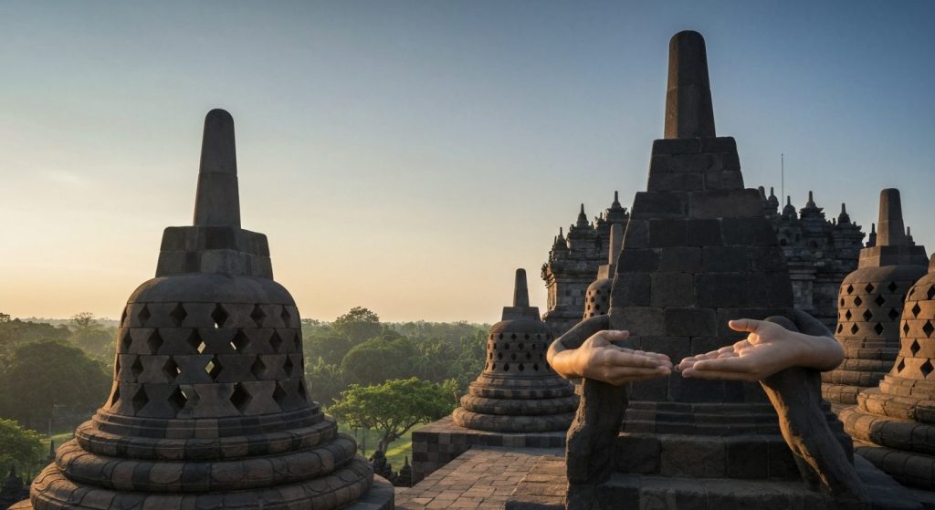 things to do yogyakarta borobudur — Photorealistic editorial travel photograph relevant to: The independent planning gui