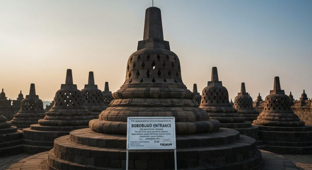 borobudur entrance ticket — Photorealistic editorial travel photograph relevant to: The independent planning guide and c